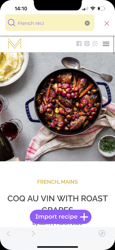 Import recipe view