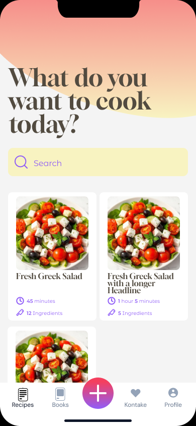 Cocotte app home screen showing recipe search
